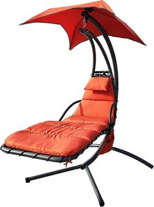 Silla <span class=keywords><strong>Colgante</strong></span> Curva Danlong de Diseño Moderno para Jardín, Patio o Terraza, <span class=keywords><strong>con</strong></span> <span class=keywords><strong>Sombrilla</strong></span> y Reposapiés - Product Image 6