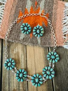 Conjunto de Gargantilla y Pendientes de Plata de Ley Hechos a Mano con Turquesa Kingman para Mujer - Product Image 5