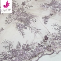 Nouveau tissu en dentelle de tulle brodé en 3D avec des perles et des paillettes HY1700-1