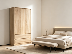 Armoire de chambre moderne en bois à prix d'usine abordable pour bébé, avec coiffeuse et deux tiroirs - Product Image 5