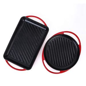 Rectangle Non-Stick <strong>Grill</strong> <strong>Pan</strong> 13 Inch Enameled Cast Iron Baking Dish with Handle - Product Image 6