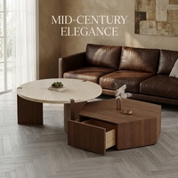 Table à thé minimaliste italienne, table à thé circulaire en bois fumé importé, créative pour salon et usage domestique