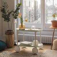 Supports de rangement mobiles multifonctionnels à 2 niveaux personnalisés Chariot de rangement pour organisateur d'articles divers Boissons Aliments Salon et balcon