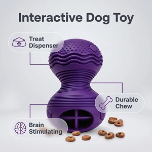 Jouet interactif pour chien violet personnalisé avec distributeur de friandises pour usage intérieur, taille moyenne, jouet pour animaux de compagnie en plastique à alimentation lente - Product Image 3