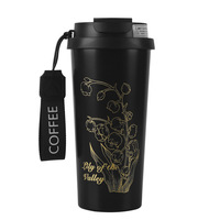 JWH Présentoir de tasses en acier inoxydable Tasse de voyage à café avec paille et couvercle pour boisson au café