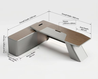 FYA02-28 Mesa de Computadora Contemporánea de Melamina, Muebles de Oficina para CEO, Escritorio Gerencial en Forma de L Gris, Estación de Trabajo Corporativa de Alta Gama