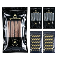Pochette d'emballage pour cigares OEM imprimée avec fermeture éclair, motif personnalisé, doublure humidifiante