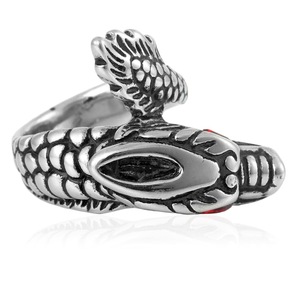 Bague tête de dragon yunnique en or avec yeux rouges, bijoux punk pour homme, style zodiaque animal - Product Image 4