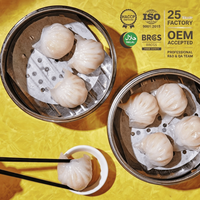 Vente en gros de raviolis surgelés instantanés Har Gow Dim Sum précuits prêts à être cuits à la vapeur Raviolis chinois aux crevettes pour les chaînes de magasins