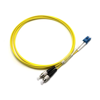 Kabel Patch Telekomunikasi Serat Optik Singlemode Duplex LC-FC UPC 2M Berkualitas Baik, Warna Kuning, Tahan Tekuk