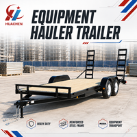 Remorque de transport de matériel lourd à double essieu à plateau bas pour excavatrices, chargeuses compactes et travaux de construction