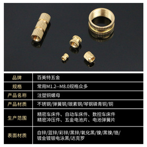 Best Copper Thread Inserts Metric Size Knurled For Custom Machining OEM Parts - Product Image 4