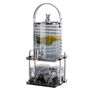 Carafe à eau en verre avec robinet, grande capacité, distributeur de boissons pour fruits, thé, cola, usage domestique, utilisation sur table - Product Image 5