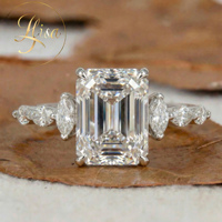 Anillo de Compromiso Radiante con Diamante Cultivado en Laboratorio con Certificación IGI VVS CVD, Plata 925, Anillo Personalizado con Diamantes Laterales Creados en Laboratorio VVS