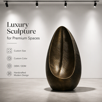 Sculpture abstraite en fibre de verre finie à la main, taille personnalisée, ornement artistique pour projet de luxe, hall d'hôtel, villa, intérieur