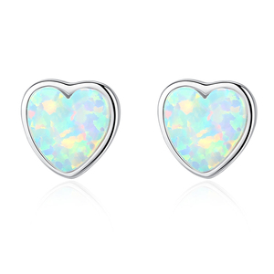 Pendientes de Plata de Ley con Diseño Original, Joyería S925 de Moda 2025, Elegantes y Sencillos, con Ópalo en Forma de Corazón para Compromiso o Boda - Product Image 1