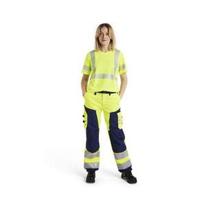 BLAKLADER - 715518113389C42 Pantalón Hi-Vis para mujer sin bolsillos para uñas Amarillo/Azul marino-EAN 7330509502051 ROPA DE TRABAJO DE 2017 - Product Image 3