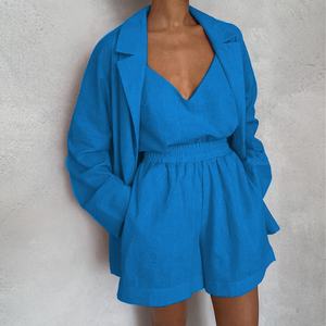 Traje de Tres Piezas para Mujer, Chaleco, Blazer y Pantalones Cortos, Casual, Elegante, para el Trabajo, Personalizado, de Alta Calidad, al por Mayor - Product Image 4