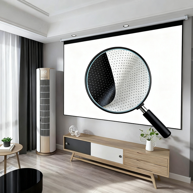 CAAVITS White Screen Fixed Frame Acoustic Projector Screens Micropore 100 120 150 Inch 16:9 Perforated 4K Projection Screen