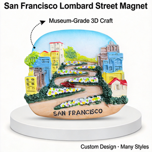 Imán de Resina Pintado a Mano en 3D para Refrigerador, Recuerdo de Viaje con el Monumento de la Calle Lombard de San Francisco, EE. UU., Impresión Digital con Logotipo Personalizado - Product Image 5