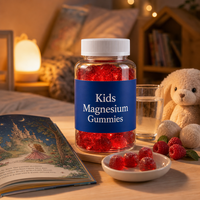 Gummies de citrate de magnésium pour enfants, saveur framboise, complément apaisant et relaxant pour la santé cardiaque et nerveuse, soutien musculaire, amélioration de la mémoire