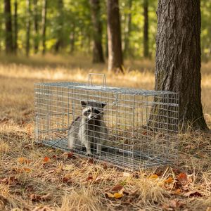 Piège à animaux pliable en fer galvanisé, 31 x 10 x 12 pouces, pour chats, lapins, écureuils, ratons laveurs, marmottes, portable - Product Image 2