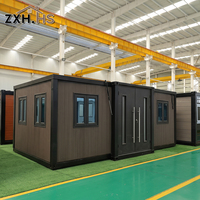 Unité de vie optimisée en termes d'espace et extension de pièce pliable, maison modulaire préfabriquée 2 chambres avec panneaux solaires
