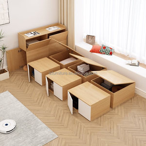 Economical Compact Studio Apartment Furniture Sets <b>With</b> WoodenTatami Bed <b>with</b> Built-in <b>Desk</b> Wardrobe & Drawer Storage - Product Image 4