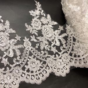 ลูกไม้ปักลายดอกไม้สีงาช้างสำหรับงานแต่งงานพร้อม LT2589B ปักเลื่อม - Product Image 4