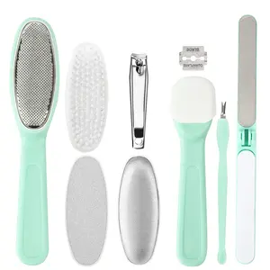 9-Piece Professional Home Manicure Pedicure Kit Calo Remoção Pé Scrub e Arquivo Set para Nail Art e Beleza