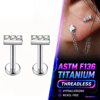 Ensemble de Piercings pour le Nez Thorrk G23 en Titane avec Pierres CZ 5A, Bijoux de Piercing Corporel à Filetage Interne pour Cartilage d'Oreille, Finition Polie Haute Brillance