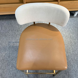 Sgabello da Bar in pelle di lusso moderno con semplice <span class=keywords><strong>schienale</strong></span> <span class=keywords><strong>alto</strong></span> leggero <span class=keywords><strong>sedia</strong></span> in ferro per la casa tavolo da soggiorno camera da letto - Product Image 4