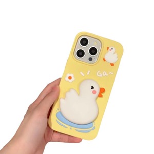Siliconen hoesje 3D cartoon knijp-eend patroon anti-kras telefoonhoesje beschermer voor iPhone 12 13 14 15 Pro Max - Product Image 5
