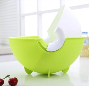 2 in 1 Kitchen <b>Plastic</b> Rotating Drain <b>Basket</b> Double Layers Vegetable Fruit Washing Bowl Strainer <b>Basket</b> Colander With Handle - Product Image 6