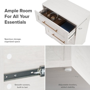 Table de chevet <span class=keywords><strong>blanche</strong></span> pour chambre à coucher, armoire de salon, <span class=keywords><strong>commode</strong></span> en bois avec <span class=keywords><strong>3</strong></span> tiroirs - Product Image 5