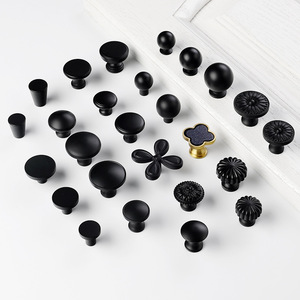 Kenop Kabinet Bola Kuningan Hitam <span class=keywords><strong>Matte</strong></span> Modern JAYA, Gagang Laci Satu Lubang untuk Lemari Pakaian dan Lemari Dapur - Product Image 3