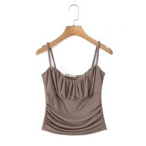 เสื้อสายเดี่ยวทรงโมดัล N9192 สีพื้น แต่งระบาย ไร้สาย สำหรับผู้หญิงไซส์พลัส ทรงเข้ารูป มีป้าย - Product Image 1