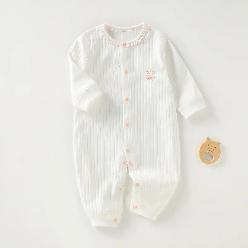 Baju bayi baru lahir, setelan pakaian dalam katun hangat bayi perempuan Romper bayi Jumpsuit musim semi dan musim gugur 0-3 bulan untuk anak laki-laki
