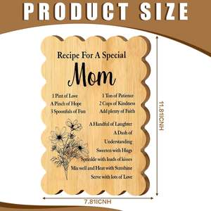 Planche à découper festonnée en bambou, planches à charcuterie décoratives avec recette imprimée, poème floral pour femmes, présentoir de cuisine - Product Image 4