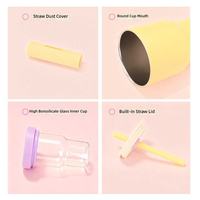Gobelet isotherme double paroi en verre coloré personnalisé de 20 oz avec couvercle et paille en acier inoxydable pour femme
