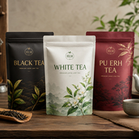 Sachets d'emballage de thé personnalisés imprimés, pochettes verticales refermables en aluminium alimentaire Mylar pour café et thé aux fleurs