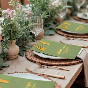 Serviettes <span class=keywords><strong>de</strong></span> <span class=keywords><strong>table</strong></span> jetables en papier Airlaid effet lin avec logo doré personnalisé, absorbantes, format poche - Product Image 5