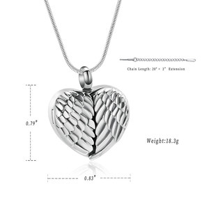 <span class=keywords><strong>Angel</strong></span> Wings kremasi perhiasan untuk abu hati guci kalung liontin untuk wanita pria liontin kenang-kenangan perhiasan untuk manusia - Product Image 2