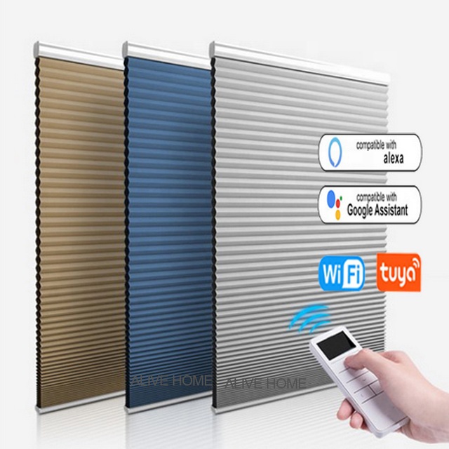 Высококачественные беспроводные компоненты WiFi Tuya дистанционное управление электрические моторизованные солнцезащитные занавески сотовые оконные занавески сотовые жалюзи