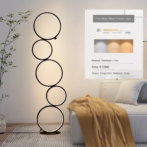 การตกแต่งภายในแบบนอร์ดิกที่ทันสมัยโคมไฟตั้งพื้นสีฟ้าแหวนสวิทช์สัมผัส LED โคมไฟตั้งพื้นสำหรับห้องนั่งเล่นฐาน E27 - Product Image 5