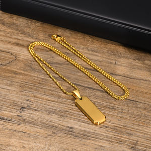 <span class=keywords><strong>Collana</strong></span> da <span class=keywords><strong>Uomo</strong></span> alla Moda con Ciondolo a Barra Lunga in Acciaio Inossidabile 316L PVD Inciso MGXL562 - Product Image 5
