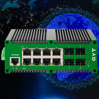 Switch de Red Industrial de Fibra Óptica de 8 Puertos RJ45 y 4 SFP, 1000 Mbps, Gigabit, con Gestión Industrial