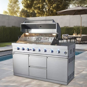 Armoire de cuisine extérieure en acier inoxydable 304 avec ensemble complet d'évier refroidisseur de <span class=keywords><strong>vin</strong></span> rôtisserie robuste commerciale 8 + 1 brûleurs barbecue à gaz - Product Image 4