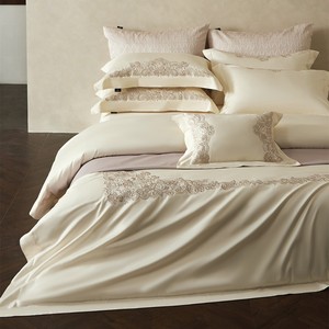 Italian Minimalist Embroidered Satin Cotton <b>Bedding</b> <b>Set</b> Four-Piece Soft Breathable Home Textiles - Product Image 4