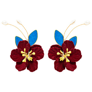 Pinzas para el cabello de terciopelo y flores de terciopelo hechas a mano en estilo chino tradicional, una alternativa perfecta a lo tradicional chino. - Product Image 4